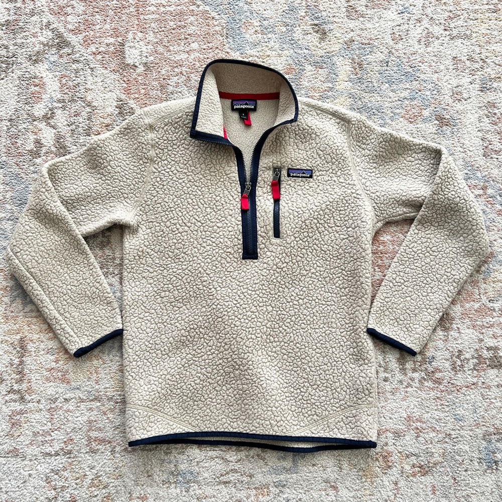 Patagonia Retro Pile Half Zip Fleece Pullover Sweater - Oatmeal - Men’s Size S